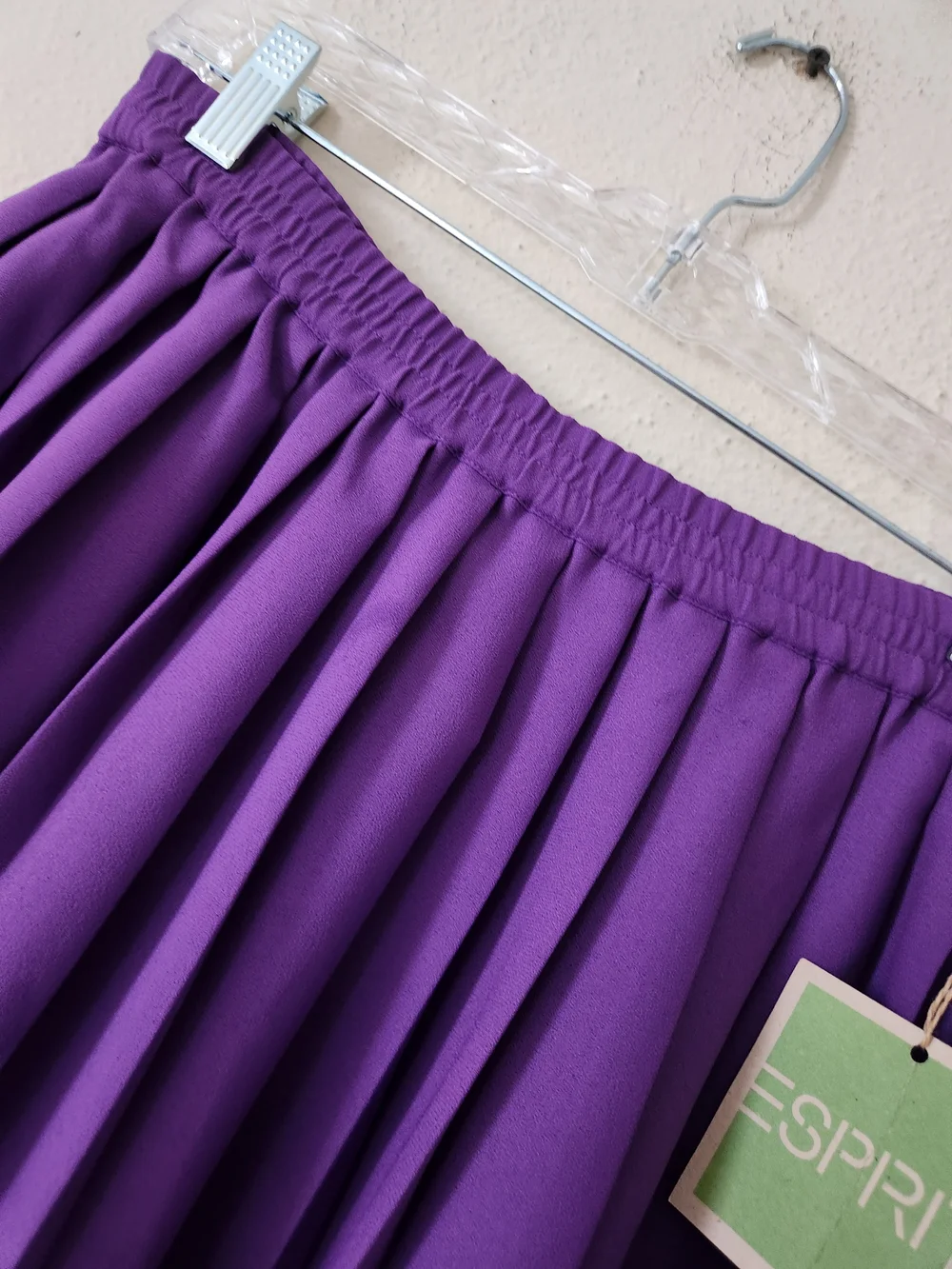 80s deadstock ESPRIT pleated skirt, Midi length, medium, purple, polyester